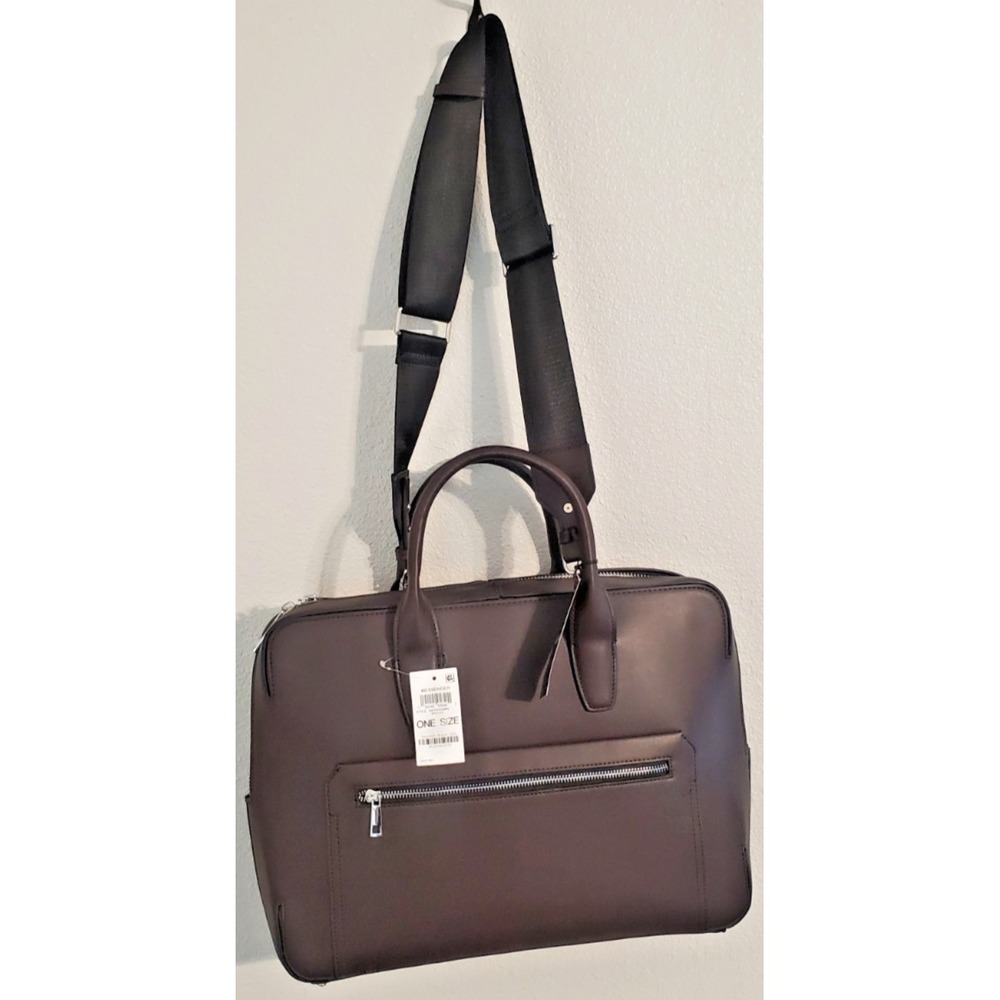 ALFANI Brown Faux Leather Messenger‎ Briefcase Bag Laptop NWT